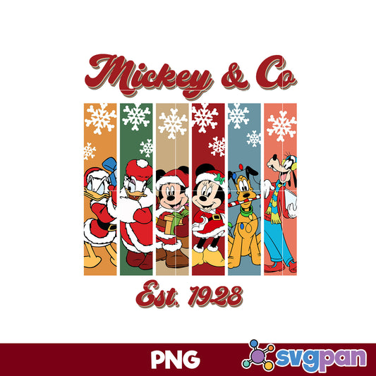 Mickey & Co Est.1928 Christmas PNG, Mickey Mouse Christmas PNG.