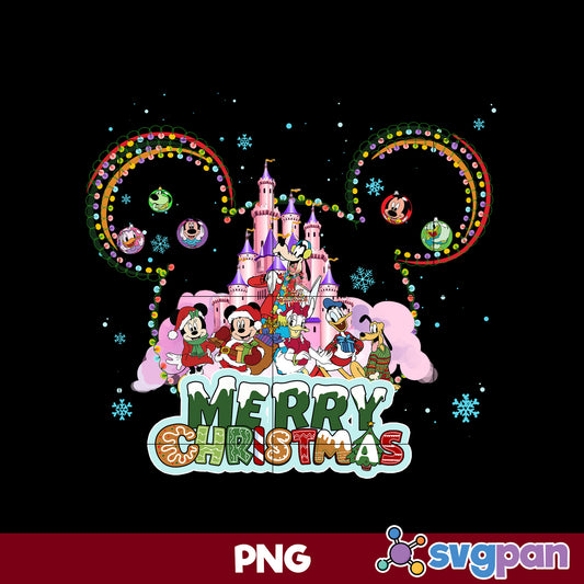 Disney Castle Merry Christmas PNG, Disney Christmas PNG File.