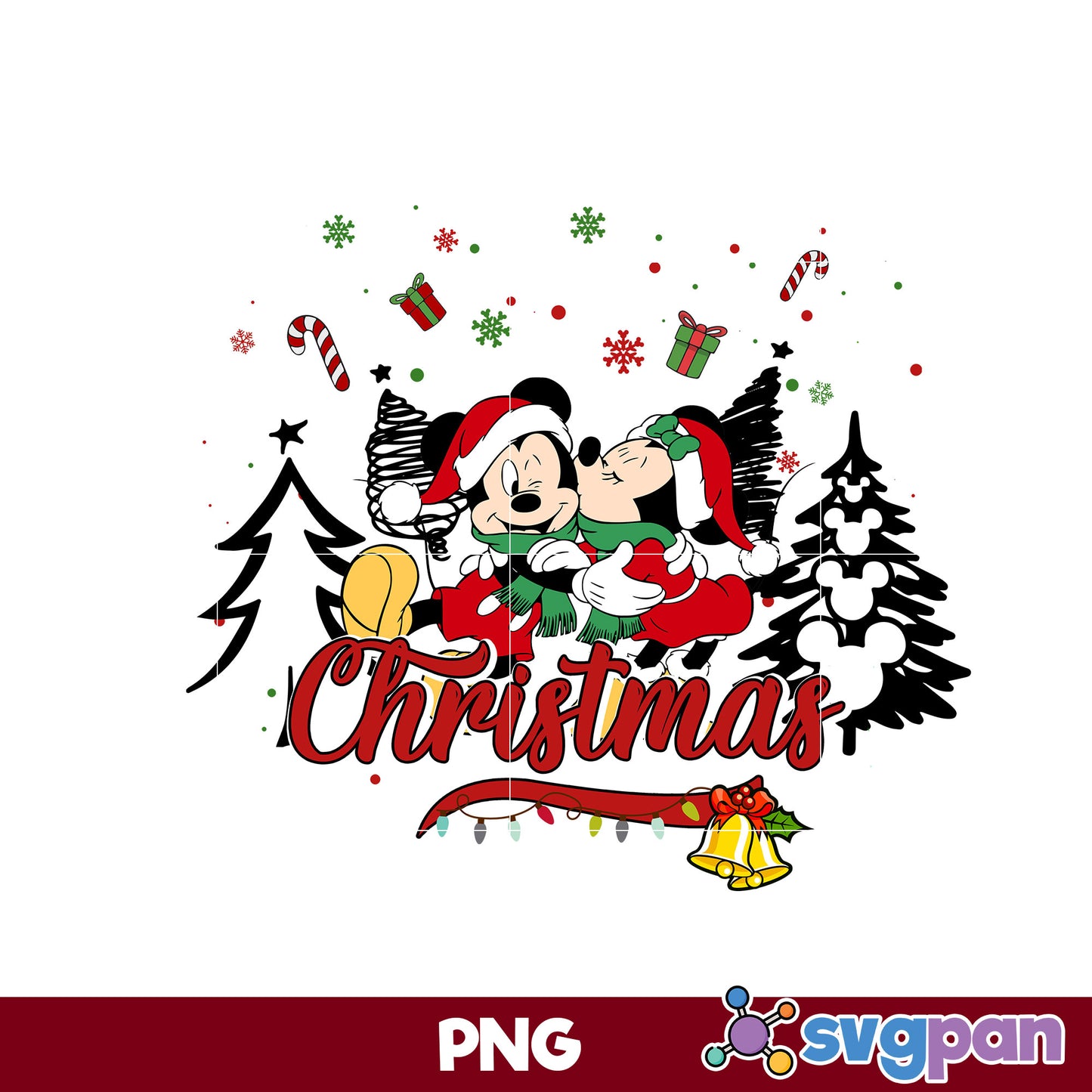 Mickey And Minnie Christmas PNG, Disney Christmas PNG Digital File.