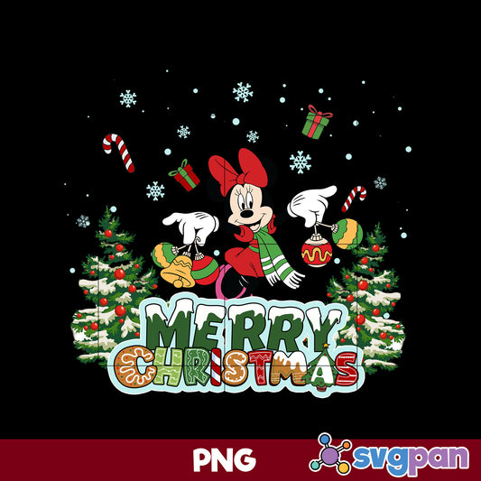 Minnie Merry Christmas PNG, Disney Christmas PNG, Christmas PNG File.