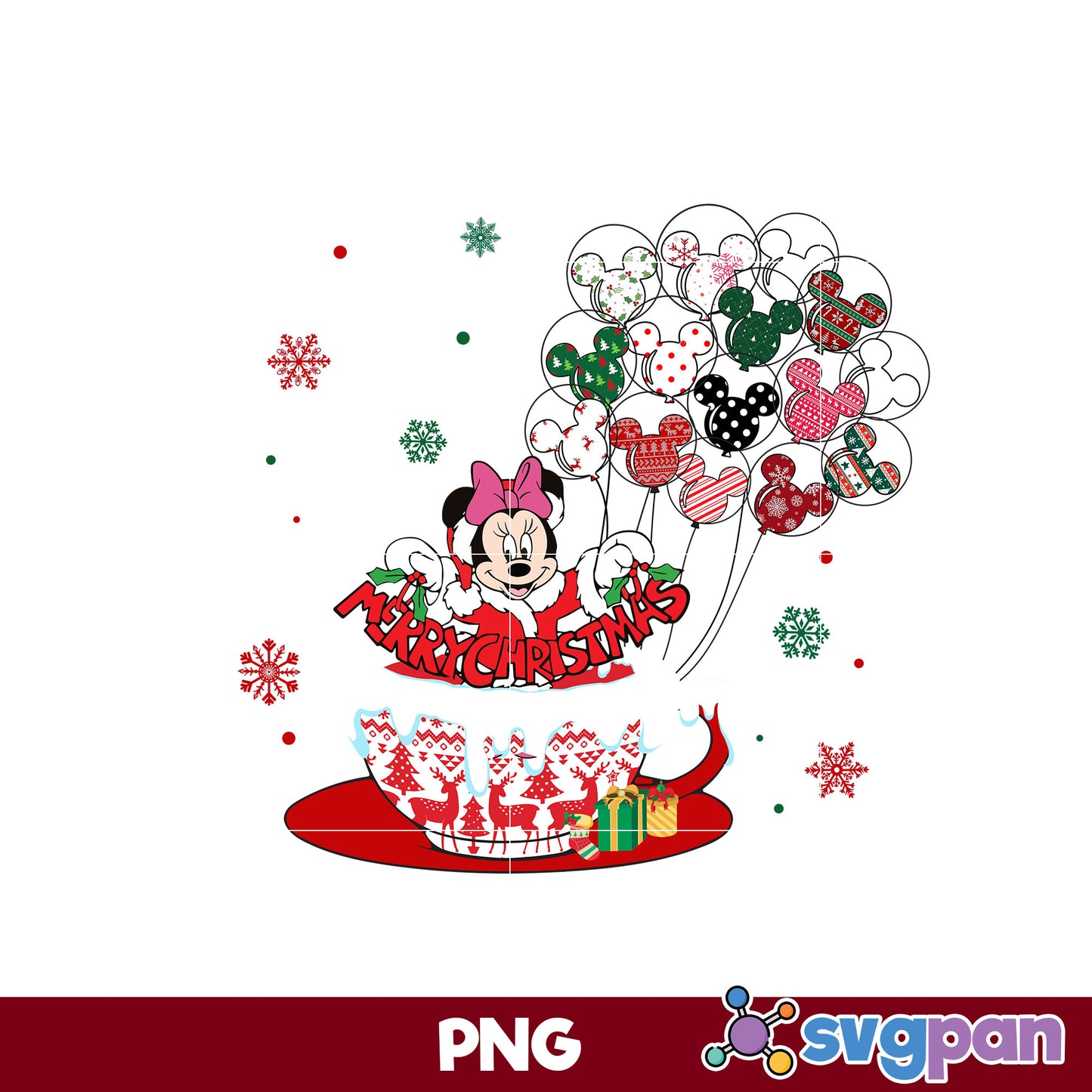 Minnie Merry Christmas PNG, Disney Christmas PNG File.
