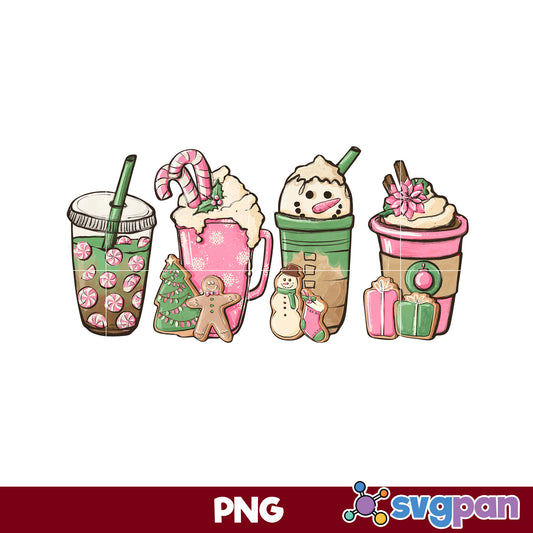 Snowman Christmas, Gingerbread Christmas Coffee PNG, Christmas PNG.