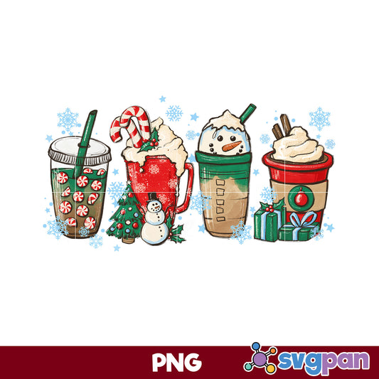 Snowman Christmas Coffee Drink PNG, Christmas PNG Digital File.
