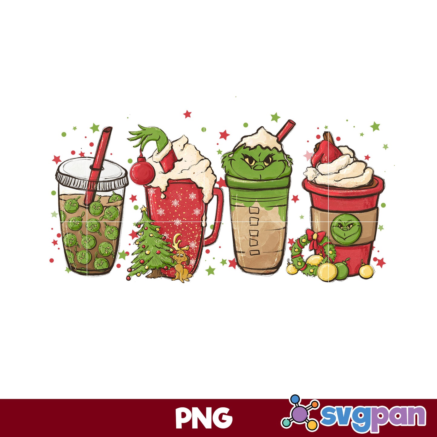 The Grinch Coffee Christmas PNG, Christmas Coffee PNG