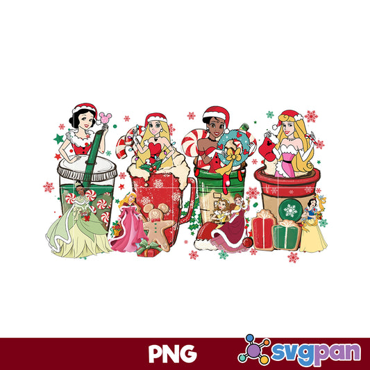 Princess Christmas Coffee Drink PNG, Christmas Coffee PNG File.