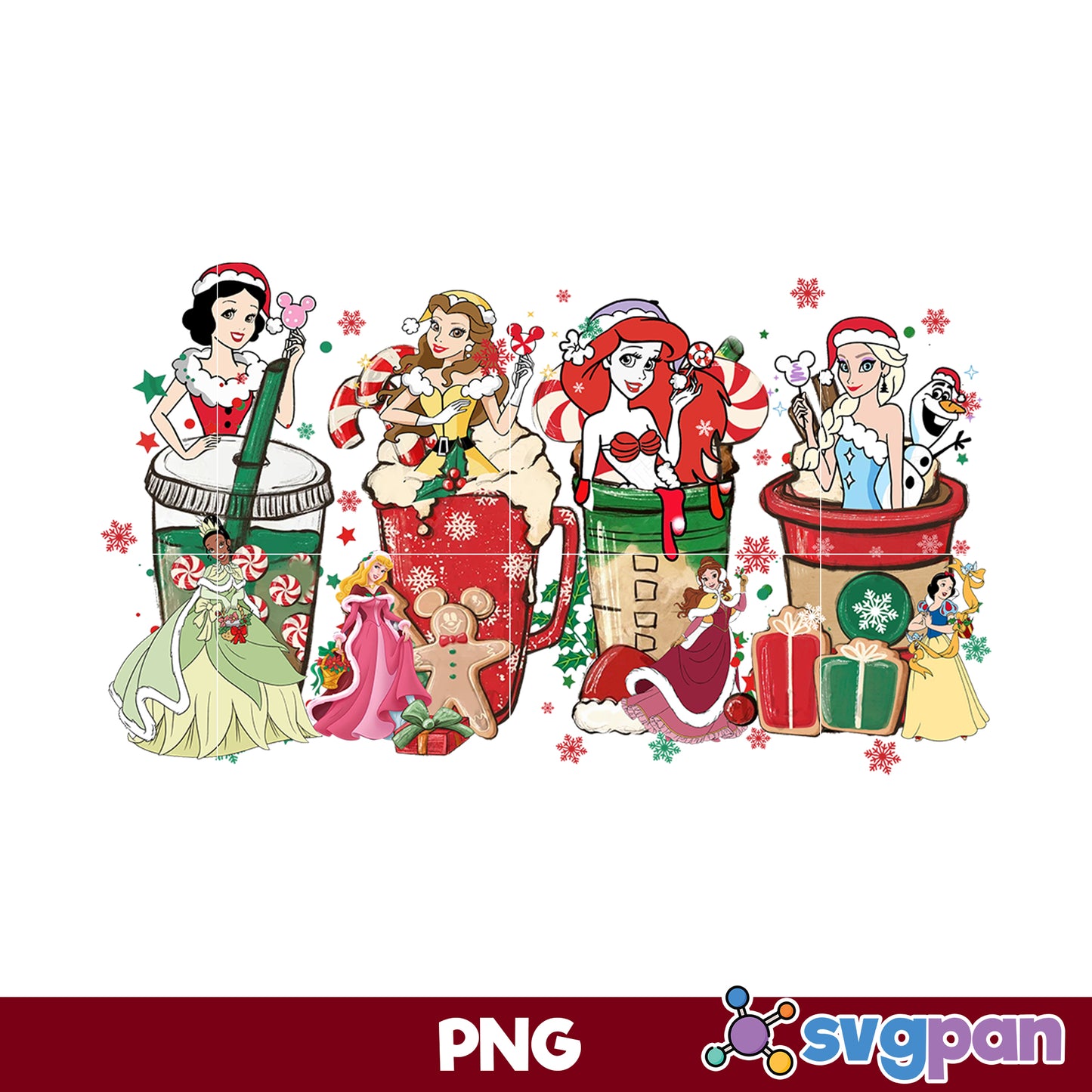 The Princess Christmas Coffee Drink PNG, Christmas Coffee PNG File.