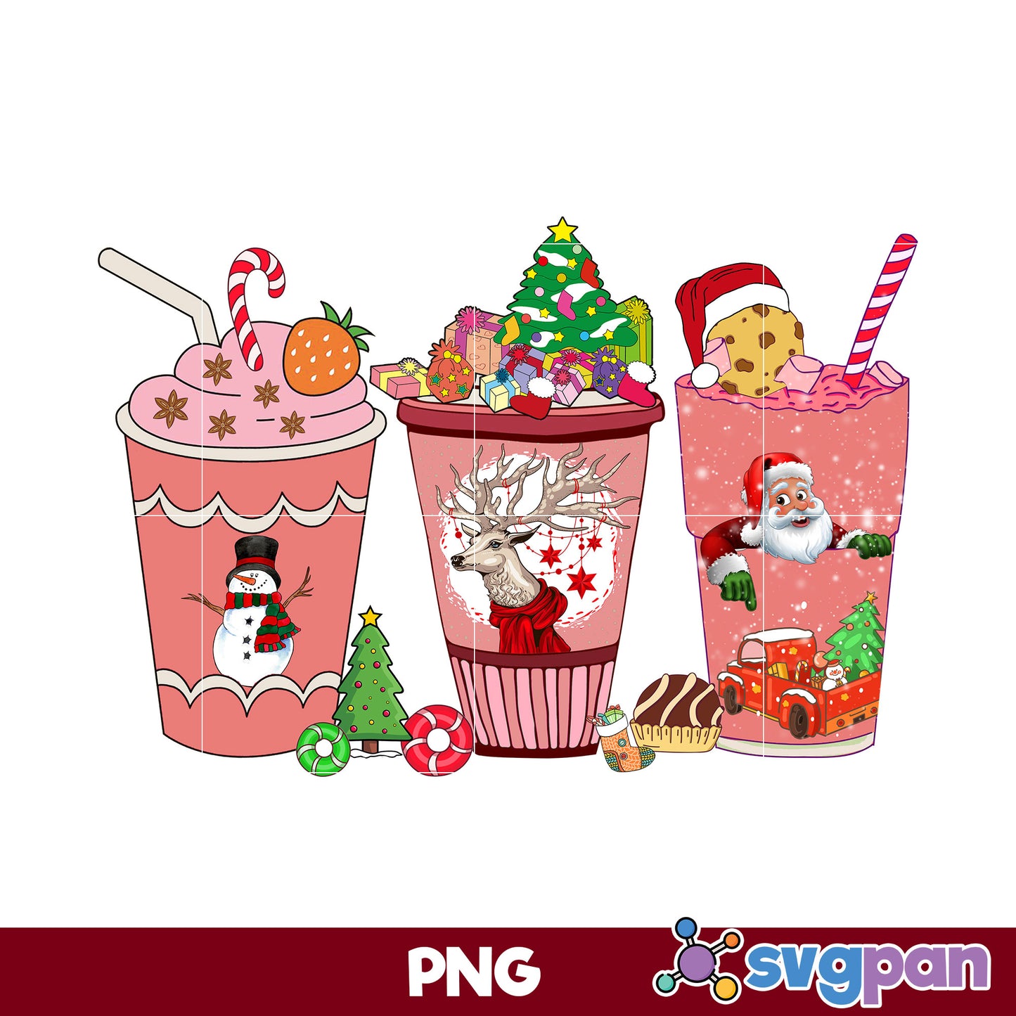 Santa Claus Coffee, Snowman Drink Coffee Christmas PNG, Christmas PNG.