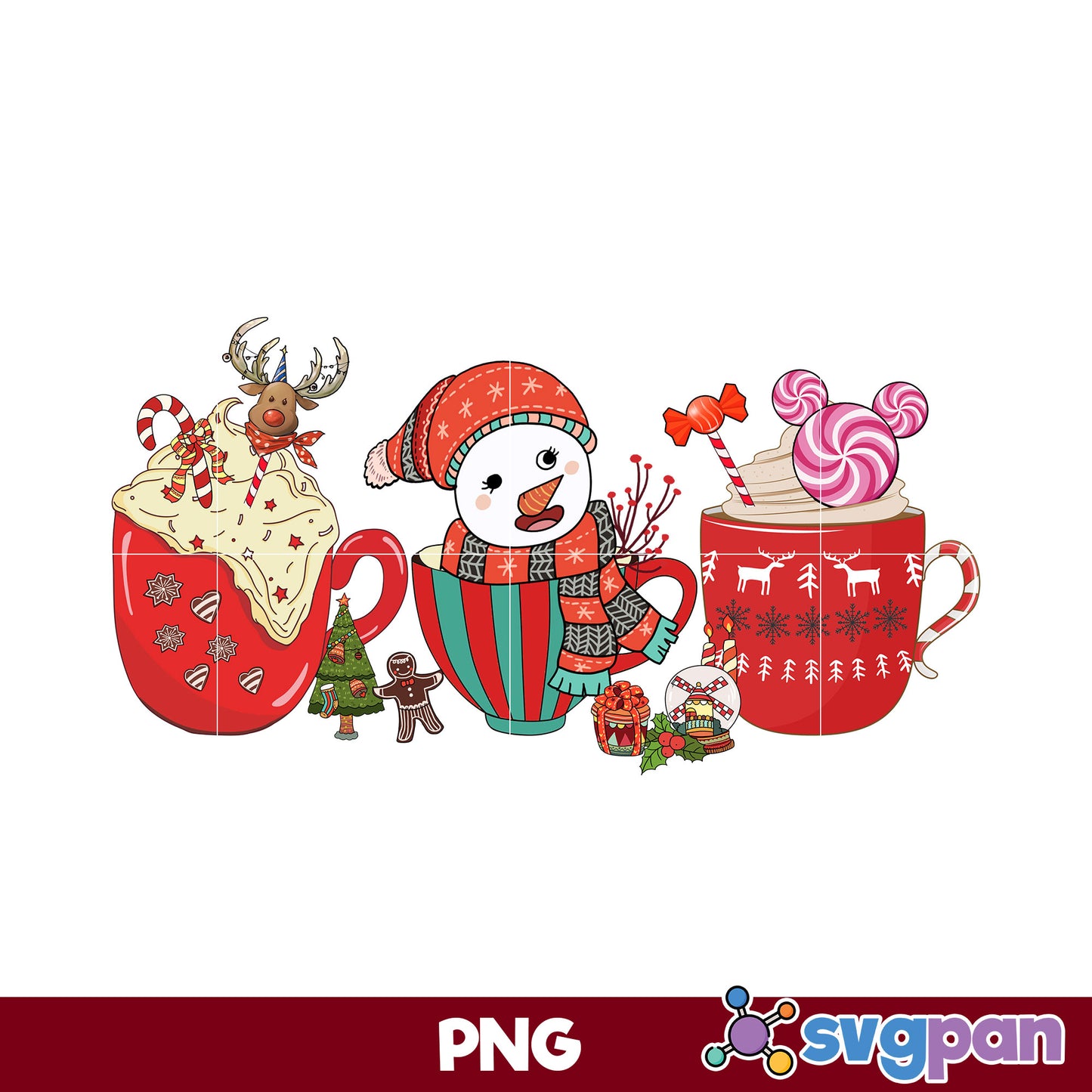 Snowman Coffee Christmas PNG, Christmas PNG Digital File.