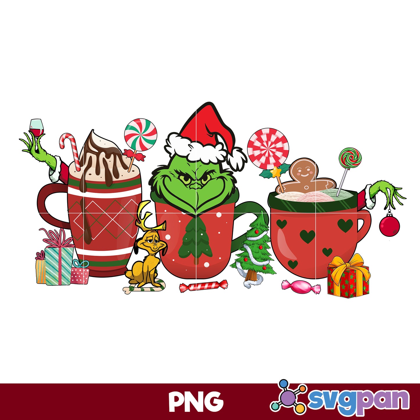 Grinch Coffee Christmas PNG, Christmas PNG Digital File.