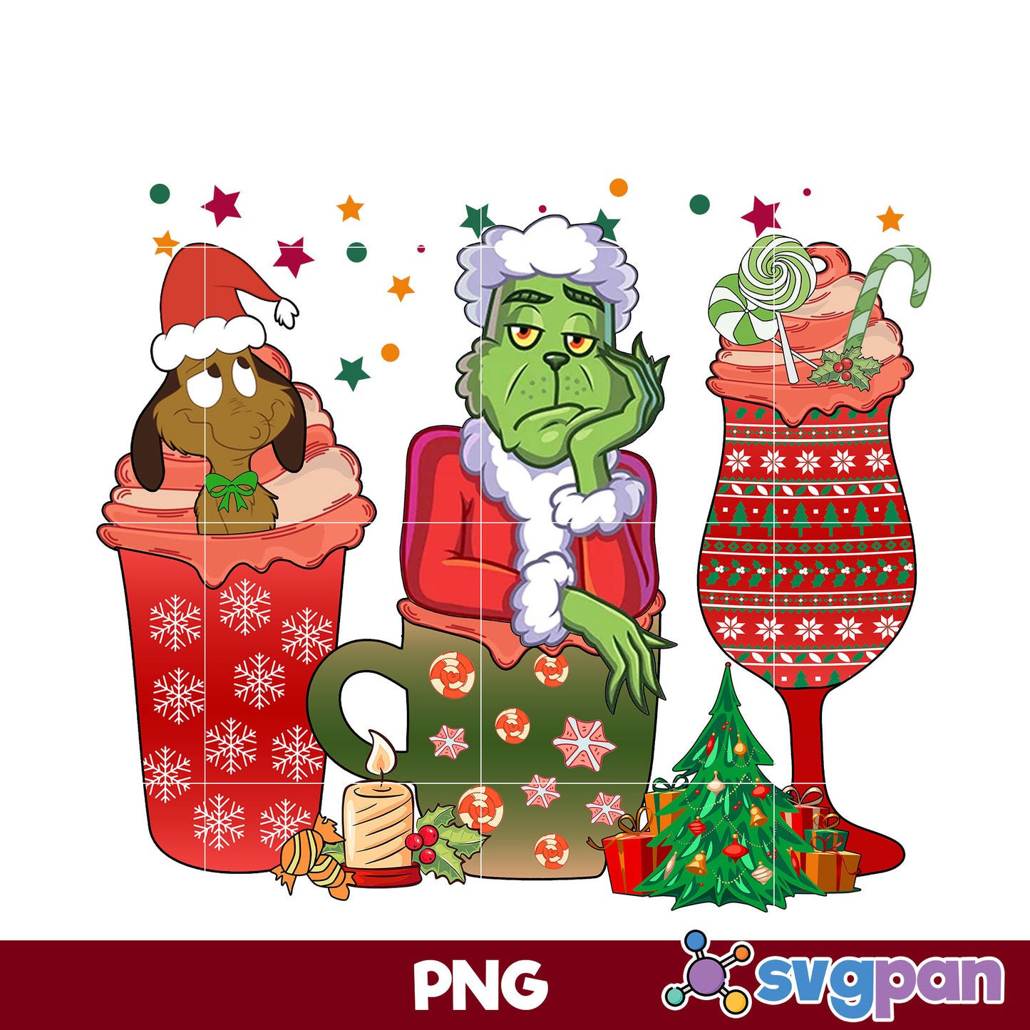 The Grinch Christmas Coffee Drink PNG, Christmas Coffee PNG File.