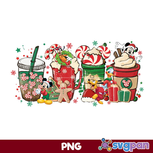 Mickey Ice Cream Christmas Coffee PNG, Christmas Coffee PNG File.