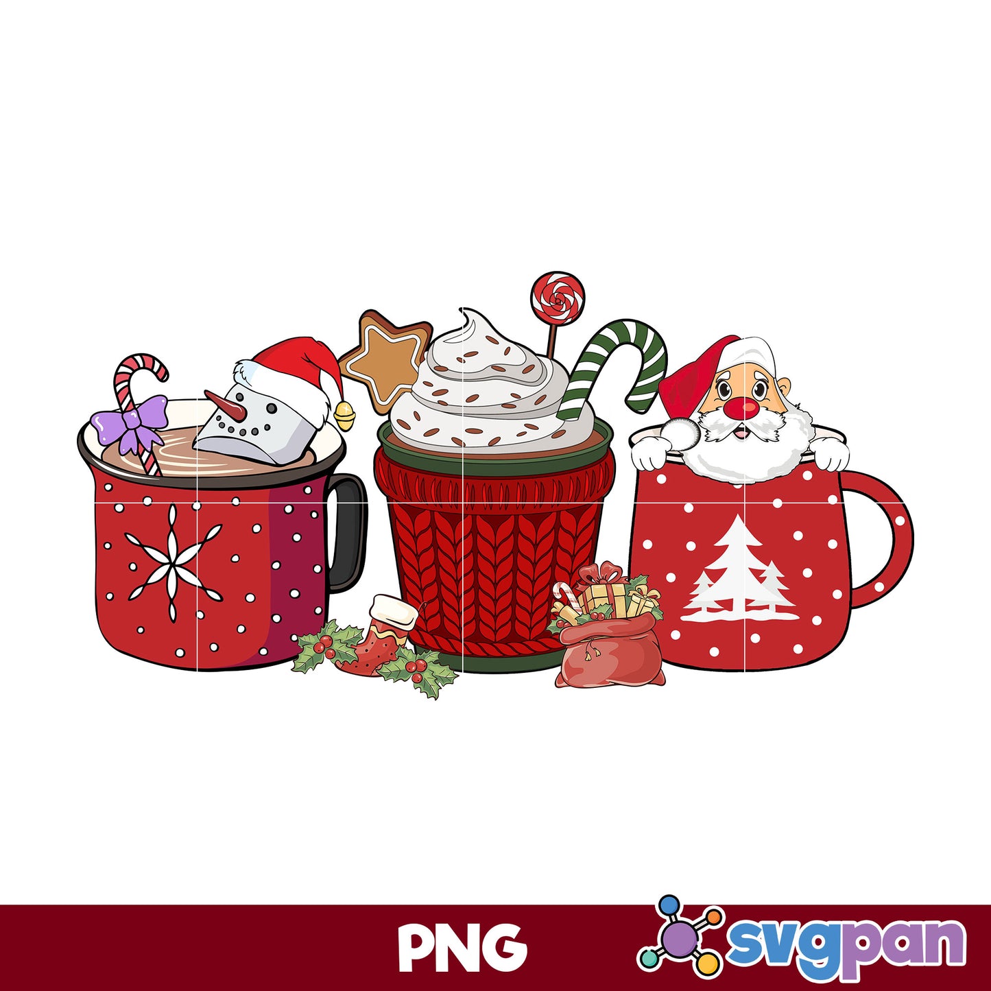 Santa Claus, Snowman Christmas Coffee Drink PNG, Christmas Coffee PNG File.