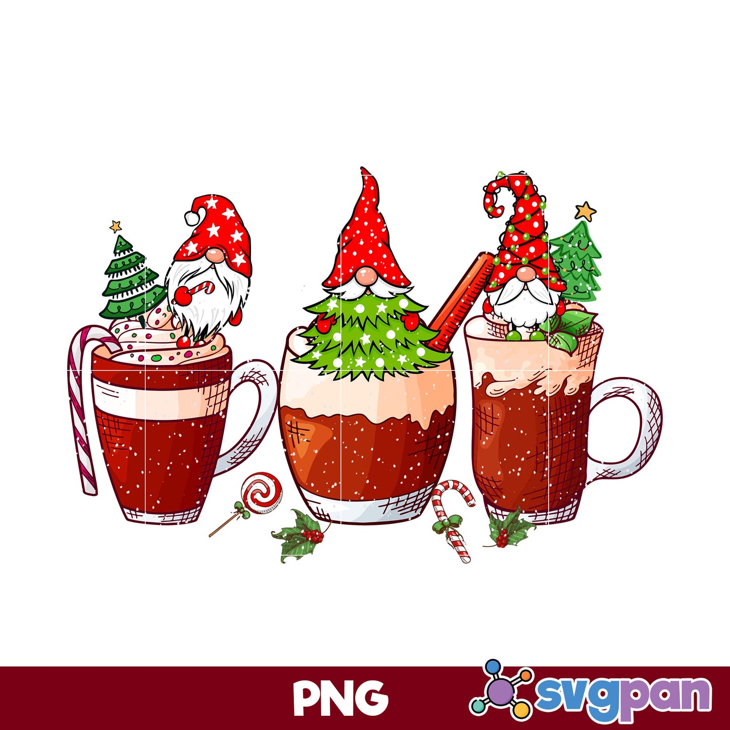 Gnome Christmas Coffee PNG, Christmas Coffee PNG File.