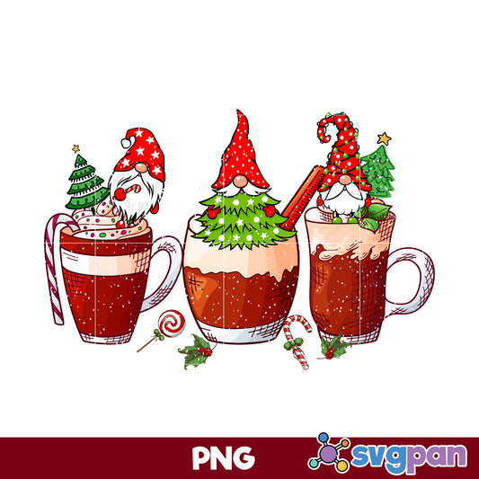 Gnome Christmas Coffee PNG, Christmas Coffee PNG File.