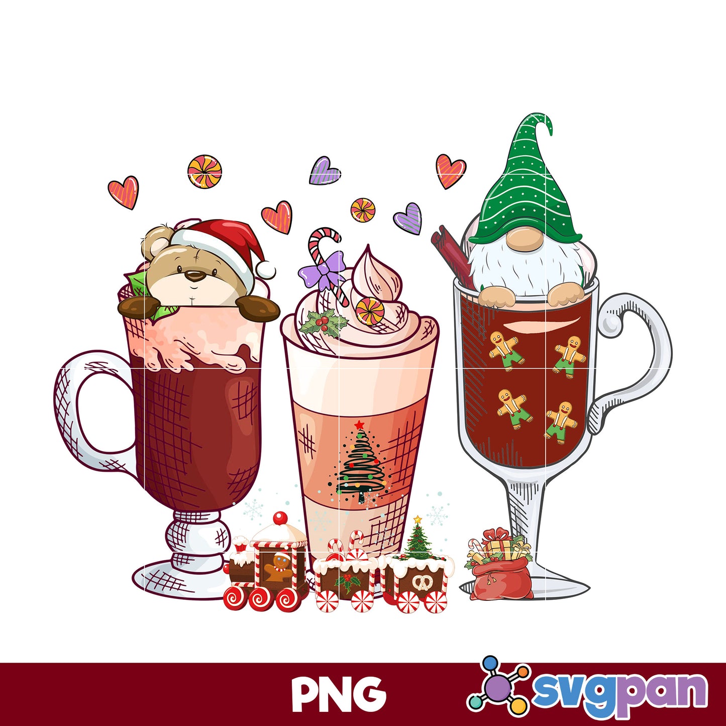 Gnome, Bear Claus Christmas Coffee  PNG, Christmas Coffee PNG File.