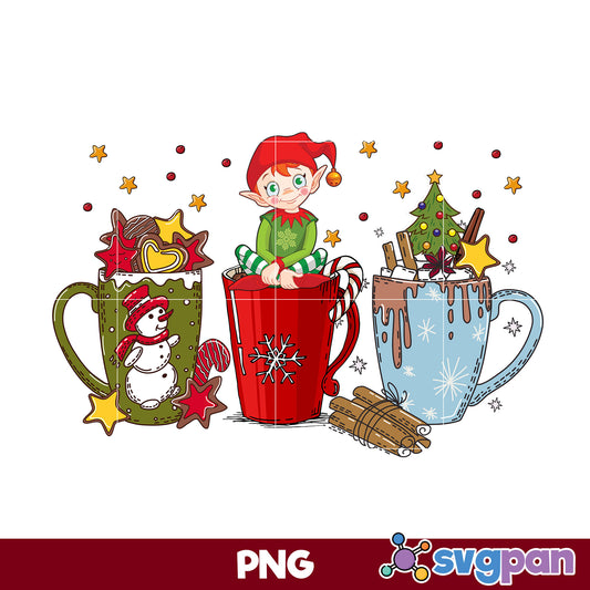 The Elf, Cream Christmas Coffee PNG, Christmas Coffee PNG File.