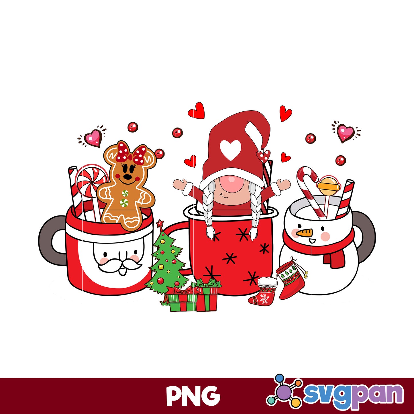 Gnome, Gingerbread Christmas Coffee PNG, Christmas Coffee PNG File.