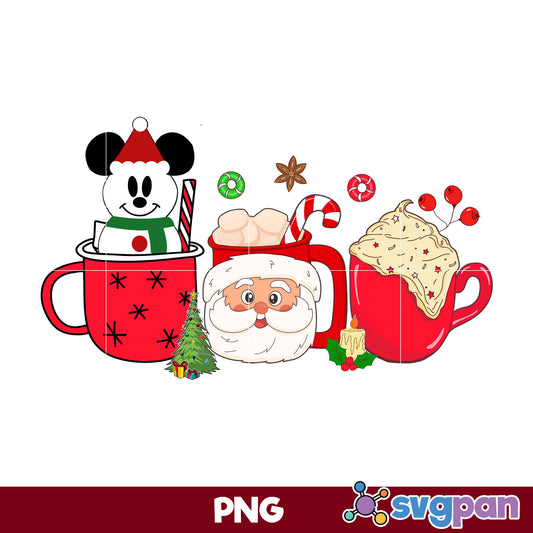 Snowman Mickey, Santa Claus Christmas Coffee  PNG, Christmas Coffee PNG File.