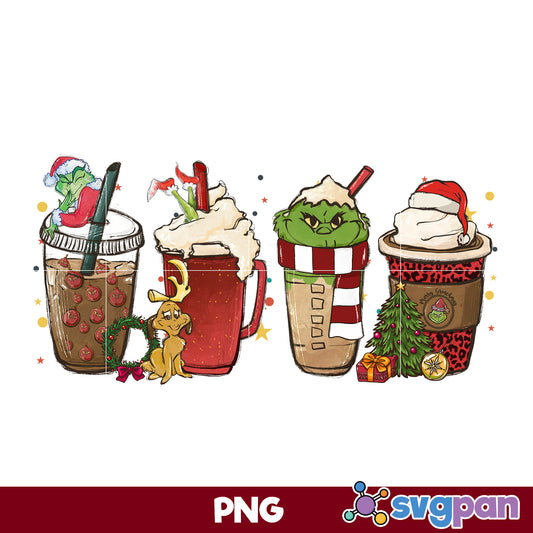 Grinch Ice Cream Christmas Coffee PNG, Christmas Coffee PNG File.