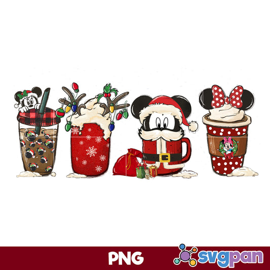 Reindeer Mickey Ice Cream Christmas Coffee PNG, Christmas Coffee PNG File.