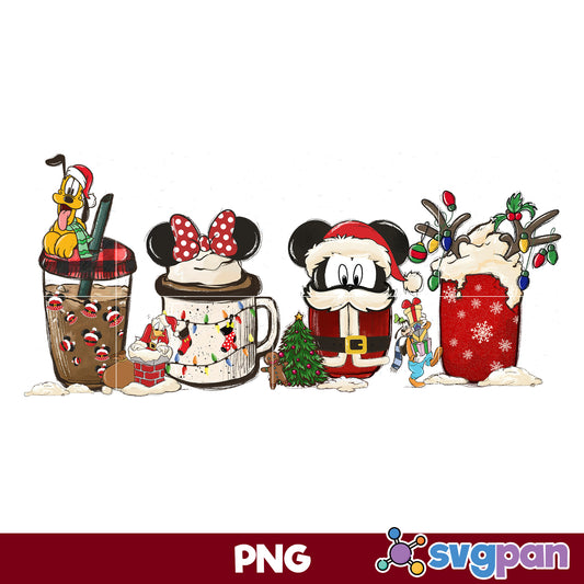 Santa Claus Mickey Christmas Coffee PNG, Christmas Coffee PNG File.