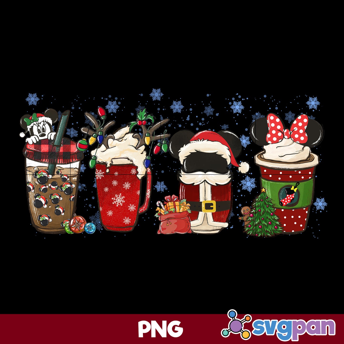 Mickey Christmas Coffee PNG, Christmas Coffee PNG File.