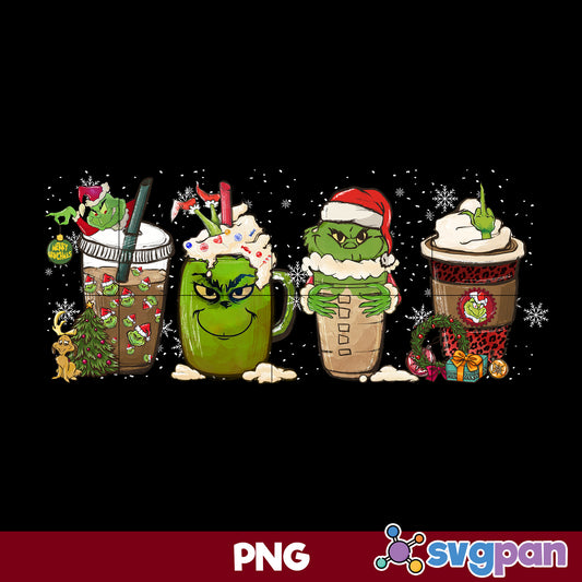 Grinch Ice Cream Christmas Coffee PNG, Christmas Coffee PNG File.