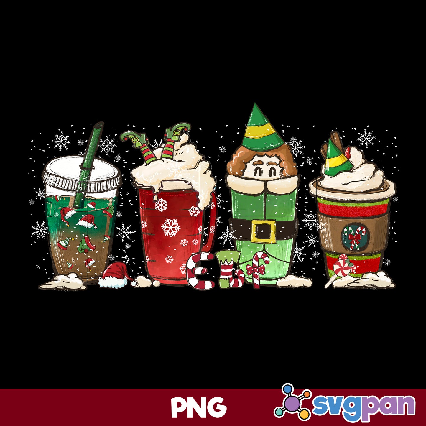 Ice Cream Christmas Coffee PNG, Christmas Coffee PNG File.